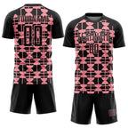 Custom Black Medium Pink Geometric Shapes Sports Sublimation Soccer Uniform Jersey