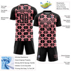 Custom Black Medium Pink Geometric Shapes Sports Sublimation Soccer Uniform Jersey