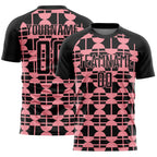 Custom Black Medium Pink Geometric Shapes Sports Sublimation Soccer Uniform Jersey