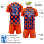 Custom Orange Royal-White Geometric Shapes Sports Sublimation Soccer Uniform Jersey