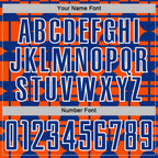 Custom Orange Royal-White Geometric Shapes Sports Sublimation Soccer Uniform Jersey