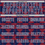 Custom Navy Crimson-White Geometric Shapes Sports Sublimation Soccer Uniform Jersey