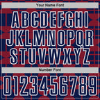 Custom Navy Crimson-White Geometric Shapes Sports Sublimation Soccer Uniform Jersey