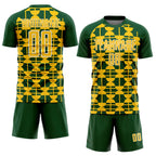 Custom Green Yellow-White Geometric Shapes Sports Sublimation Soccer Uniform Jersey