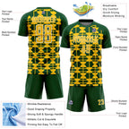 Custom Green Yellow-White Geometric Shapes Sports Sublimation Soccer Uniform Jersey