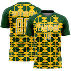 Custom Green Yellow-White Geometric Shapes Sports Sublimation Soccer Uniform Jersey