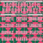 Custom Kelly Green Neon Pink-White Geometric Shapes Sports Sublimation Soccer Uniform Jersey