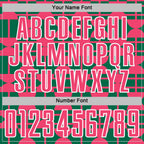 Custom Kelly Green Neon Pink-White Geometric Shapes Sports Sublimation Soccer Uniform Jersey