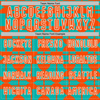 Custom Aqua Orange-White Geometric Shapes Sports Sublimation Soccer Uniform Jersey