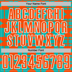 Custom Aqua Orange-White Geometric Shapes Sports Sublimation Soccer Uniform Jersey