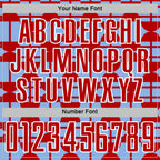 Custom Light Blue Red-White Geometric Shapes Sports Sublimation Soccer Uniform Jersey