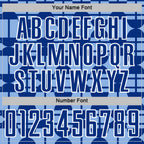 Custom Light Blue Royal-White Geometric Shapes Sports Sublimation Soccer Uniform Jersey