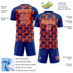 Custom Royal Orange-White Geometric Shapes Sports Sublimation Soccer Uniform Jersey