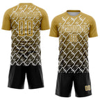 Custom Old Gold Black-White Lightning Sports Sublimation Soccer Uniform Jersey
