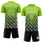 Custom Neon Green Black-White Lightning Sports Sublimation Soccer Uniform Jersey