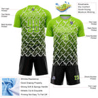 Custom Neon Green Black-White Lightning Sports Sublimation Soccer Uniform Jersey