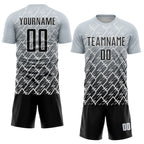 Custom Silver Black-White Lightning Sports Sublimation Soccer Uniform Jersey