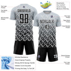 Custom Silver Black-White Lightning Sports Sublimation Soccer Uniform Jersey