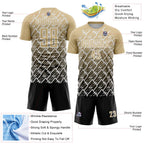 Custom Vegas Gold Black-White Lightning Sports Sublimation Soccer Uniform Jersey