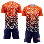 Custom Orange Navy-White Lightning Sports Sublimation Soccer Uniform Jersey