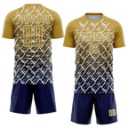Custom Old Gold Navy-White Lightning Sports Sublimation Soccer Uniform Jersey