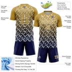 Custom Old Gold Navy-White Lightning Sports Sublimation Soccer Uniform Jersey