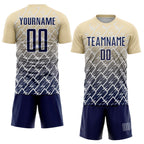 Custom Cream Navy-White Lightning Sports Sublimation Soccer Uniform Jersey
