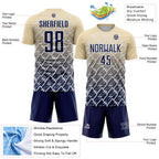 Custom Cream Navy-White Lightning Sports Sublimation Soccer Uniform Jersey