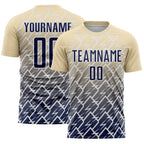 Custom Cream Navy-White Lightning Sports Sublimation Soccer Uniform Jersey