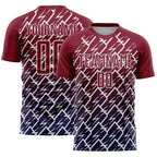 Custom Crimson Navy-White Lightning Sports Sublimation Soccer Uniform Jersey