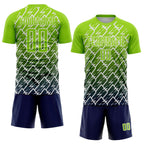 Custom Neon Green Navy-White Lightning Sports Sublimation Soccer Uniform Jersey