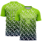Custom Neon Green Navy-White Lightning Sports Sublimation Soccer Uniform Jersey