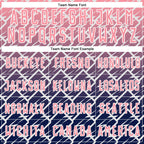 Custom Medium Pink Navy-White Lightning Sports Sublimation Soccer Uniform Jersey