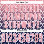 Custom Medium Pink Navy-White Lightning Sports Sublimation Soccer Uniform Jersey