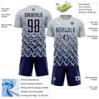 Custom Silver Navy-White Lightning Sports Sublimation Soccer Uniform Jersey