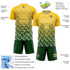 Custom Yellow Green-White Lightning Sports Sublimation Soccer Uniform Jersey
