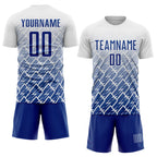Custom White Royal Lightning Sports Sublimation Soccer Uniform Jersey