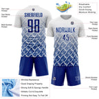 Custom White Royal Lightning Sports Sublimation Soccer Uniform Jersey