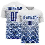 Custom White Royal Lightning Sports Sublimation Soccer Uniform Jersey