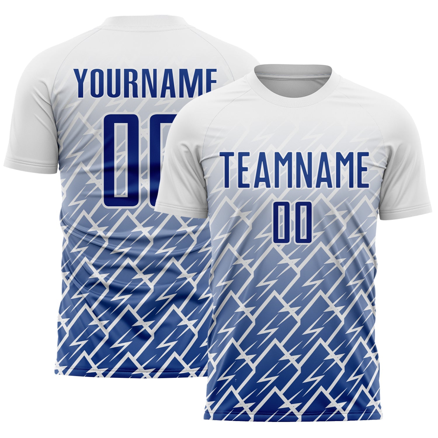 Custom White Royal Lightning Sports Sublimation Soccer Uniform Jersey