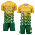 Custom Gold Kelly Green-White Lightning Sports Sublimation Soccer Uniform Jersey