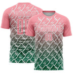Custom Medium Pink Kelly Green-White Lightning Sports Sublimation Soccer Uniform Jersey