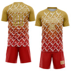 Custom Old Gold Red-White Lightning Sports Sublimation Soccer Uniform Jersey