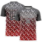 Custom Steel Gray Red-White Lightning Sports Sublimation Soccer Uniform Jersey
