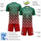 Custom Kelly Green Red-White Lightning Sports Sublimation Soccer Uniform Jersey