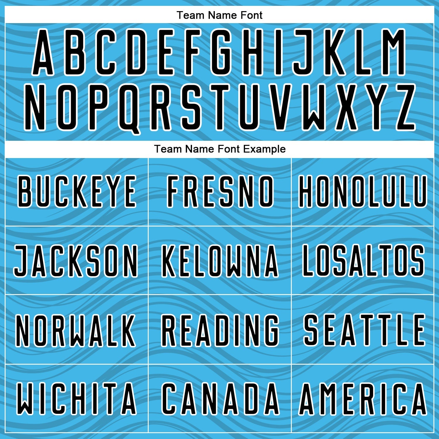 Custom Sky Blue Black-White Wavy Lines Sports Sublimation Soccer Uniform Jersey