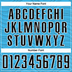 Custom Sky Blue Black-White Wavy Lines Sports Sublimation Soccer Uniform Jersey