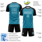 Custom Panther Blue Black-White Wavy Lines Sports Sublimation Soccer Uniform Jersey