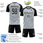 Custom Silver Black-White Wavy Lines Sports Sublimation Soccer Uniform Jersey