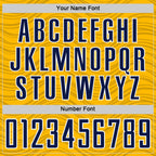 Custom Gold Navy-White Wavy Lines Sports Sublimation Soccer Uniform Jersey